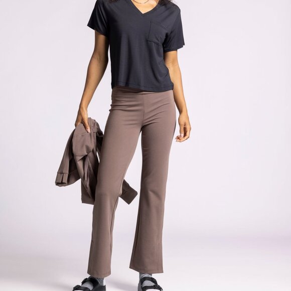 Thread & Supply Ribbed Flare Lounge Leggings | Size S | Raisin Brown | NWOT - Picture 1 of 9